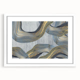 Large Modern Art Piece - Gray Blue and Gold Abstract Print