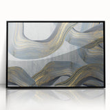 Large Modern Art Piece - Gray Blue and Gold Abstract Print