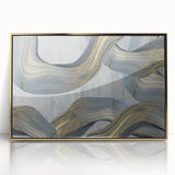 Large Modern Art Piece - Gray Blue and Gold Abstract Print
