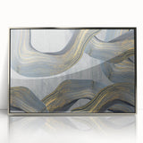 Large Modern Art Piece - Gray Blue and Gold Abstract Print