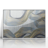 Large Modern Art Piece - Gray Blue and Gold Abstract Print