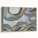 Large Modern Art Piece - Gray Blue and Gold Abstract Print