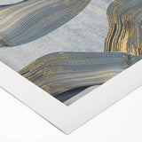 Large Modern Art Piece - Gray Blue and Gold Abstract Print