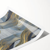 Large Modern Art Piece - Gray Blue and Gold Abstract Print