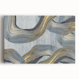 Large Modern Art Piece - Gray Blue and Gold Abstract Print