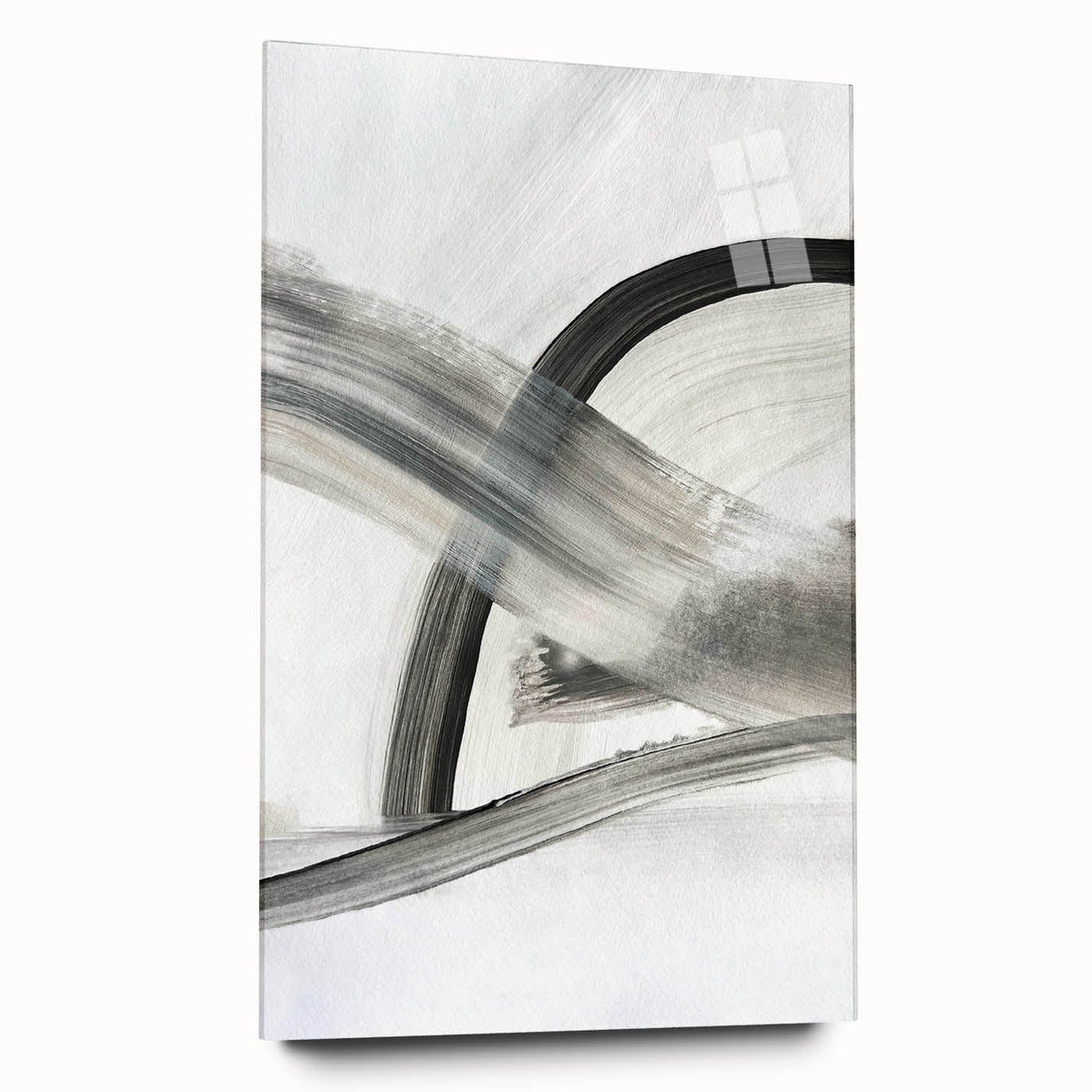 Contemporary Abstract Art – Minimalist Gray & White Modern Painting