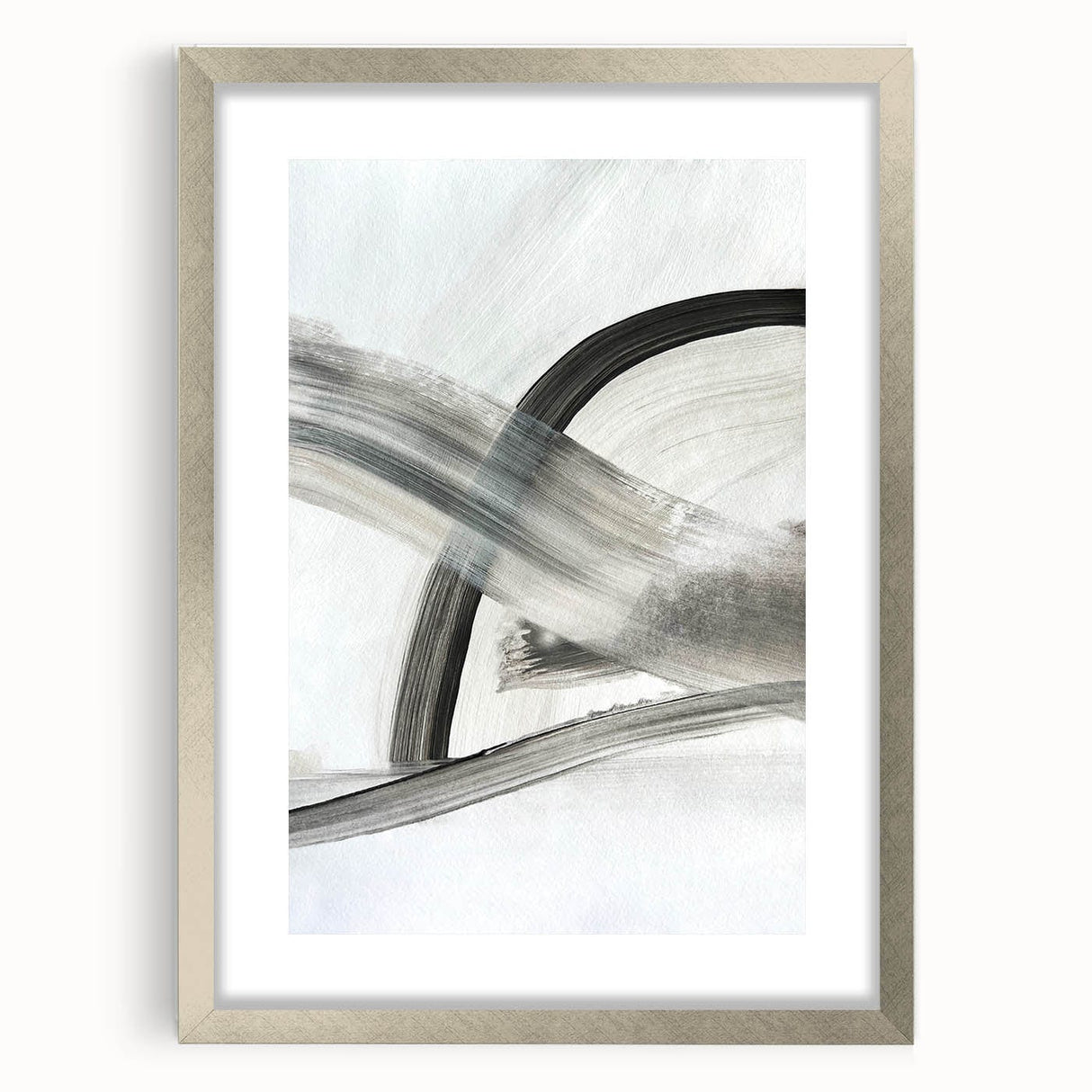 Contemporary Abstract Art – Minimalist Gray & White Modern Painting