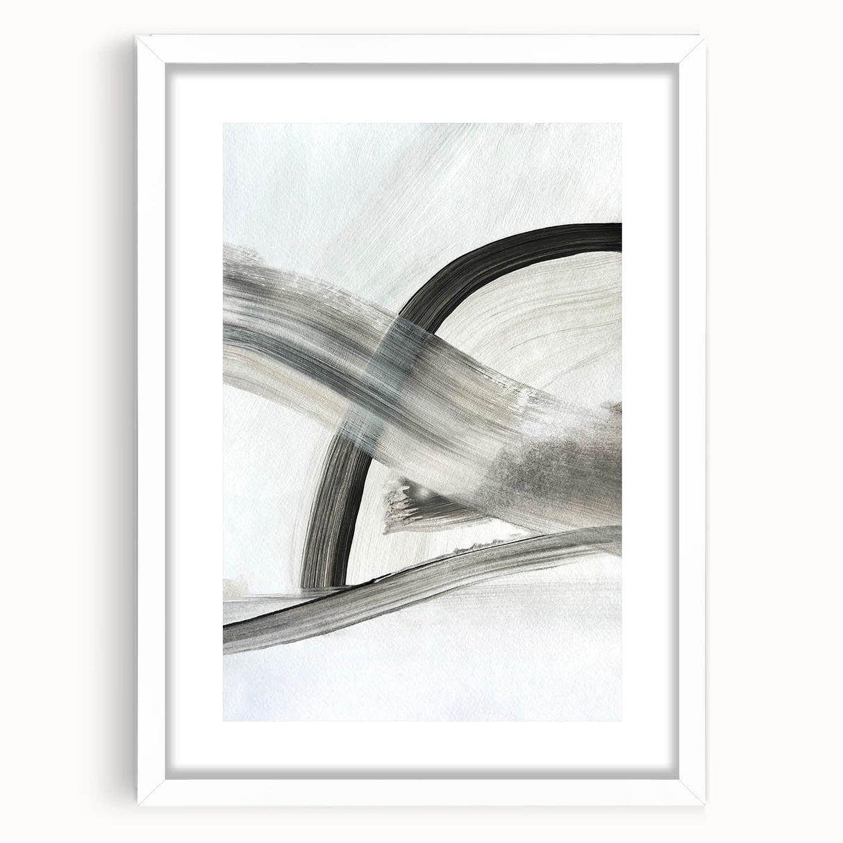 Contemporary Abstract Art – Minimalist Gray & White Modern Painting