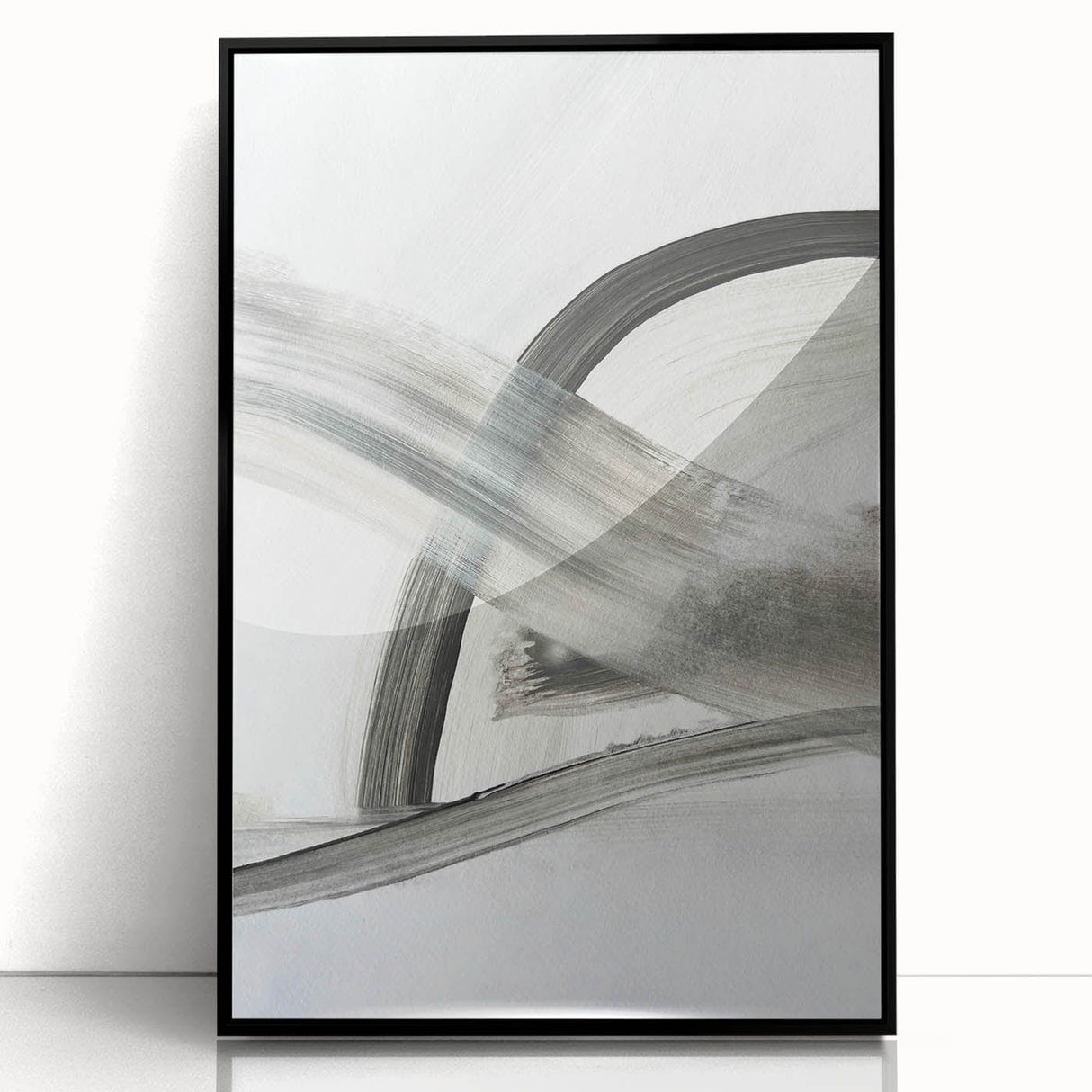Contemporary Abstract Art – Minimalist Gray & White Modern Painting