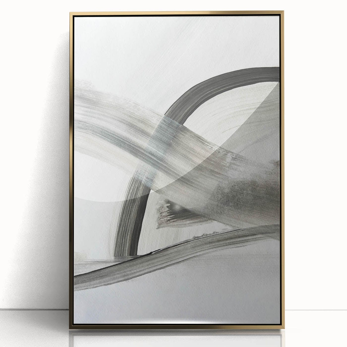 Contemporary Abstract Art – Minimalist Gray & White Modern Painting