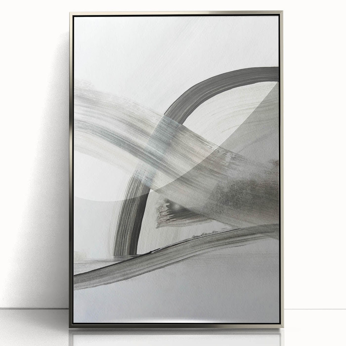 Contemporary Abstract Art – Minimalist Gray & White Modern Painting