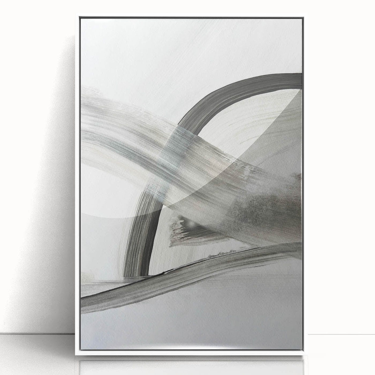 Contemporary Abstract Art – Minimalist Gray & White Modern Painting