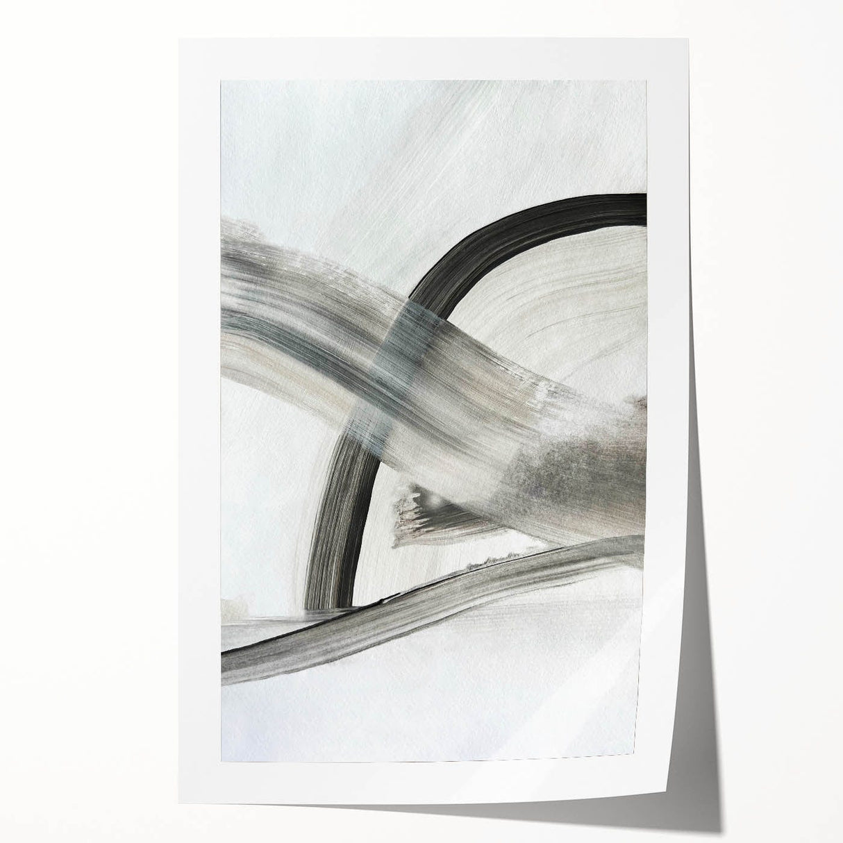 Contemporary Abstract Art – Minimalist Gray & White Modern Painting