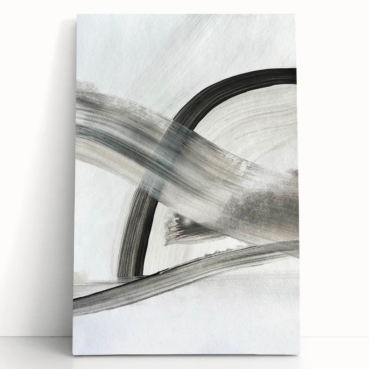 Contemporary Abstract Art – Minimalist Gray & White Modern Painting