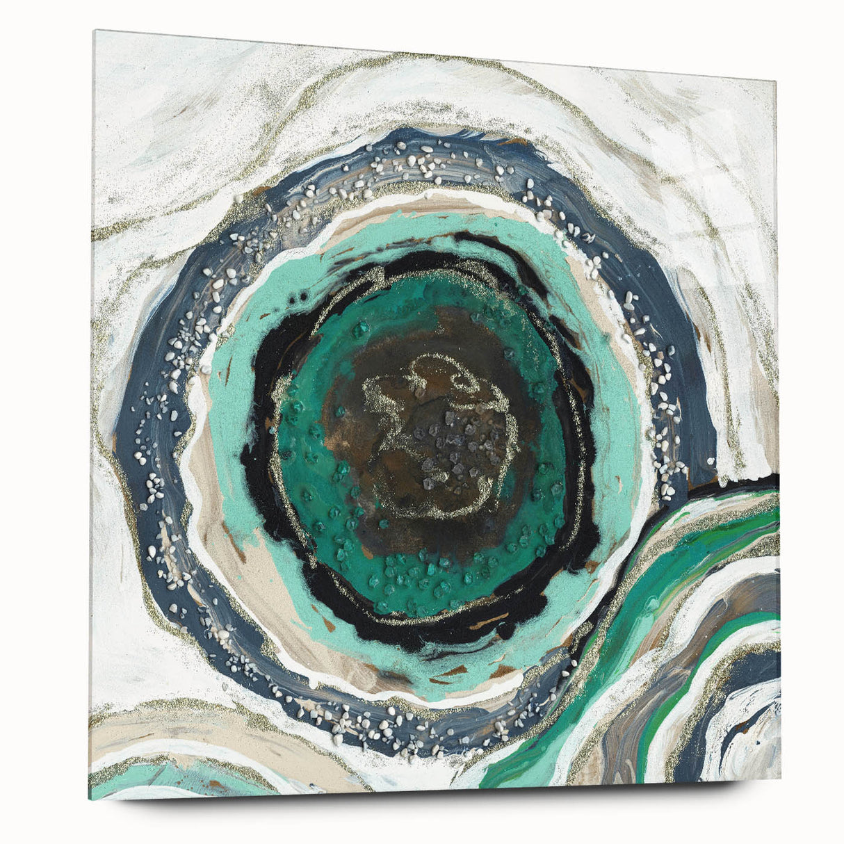 Serene Landscape Photography Prints – Abstract Green Geode Art