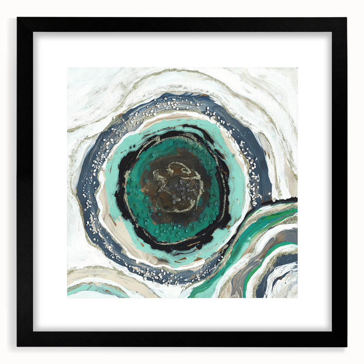 Serene Landscape Photography Prints – Abstract Green Geode Art