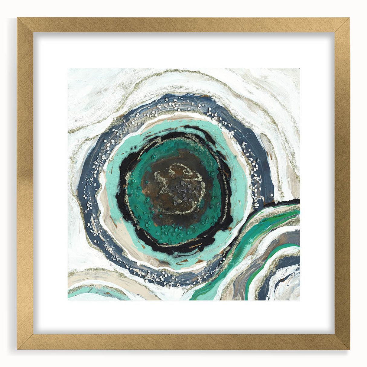 Serene Landscape Photography Prints – Abstract Green Geode Art