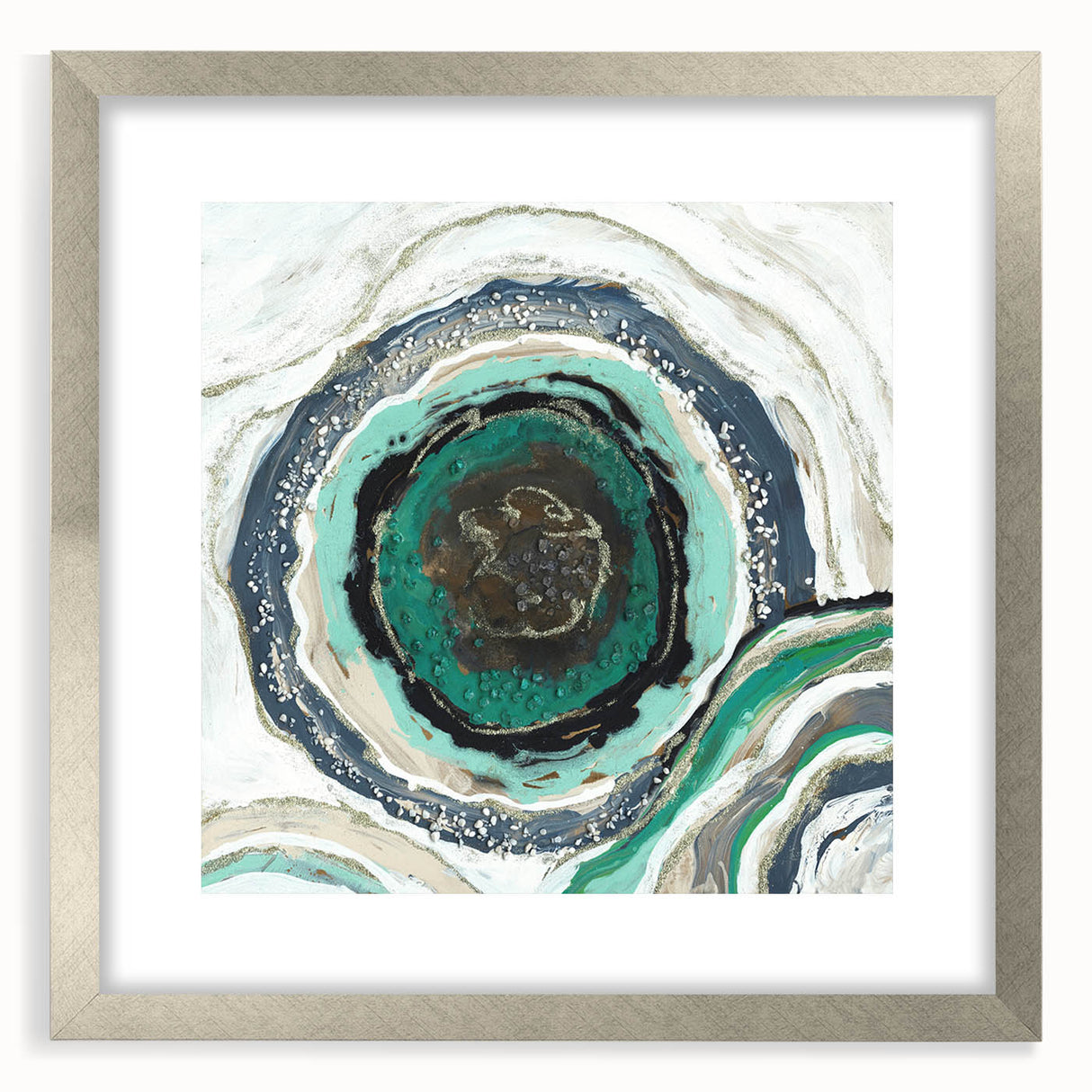 Serene Landscape Photography Prints – Abstract Green Geode Art