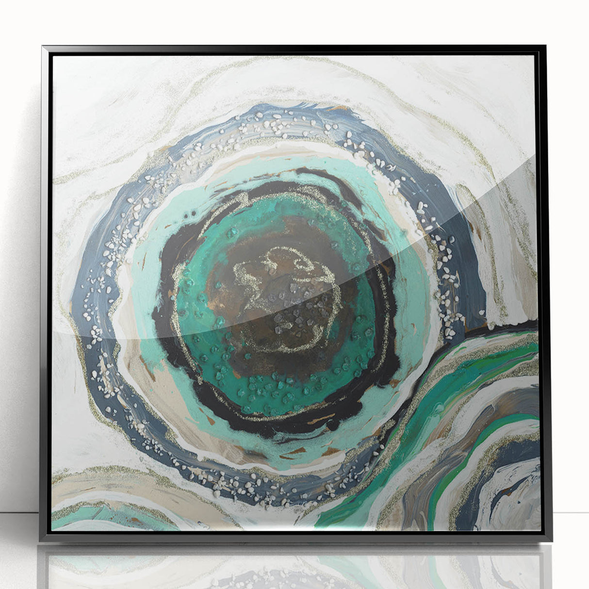 Serene Landscape Photography Prints – Abstract Green Geode Art
