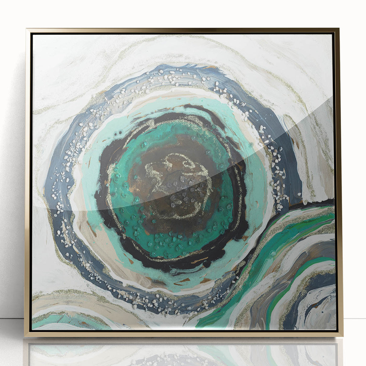 Serene Landscape Photography Prints – Abstract Green Geode Art