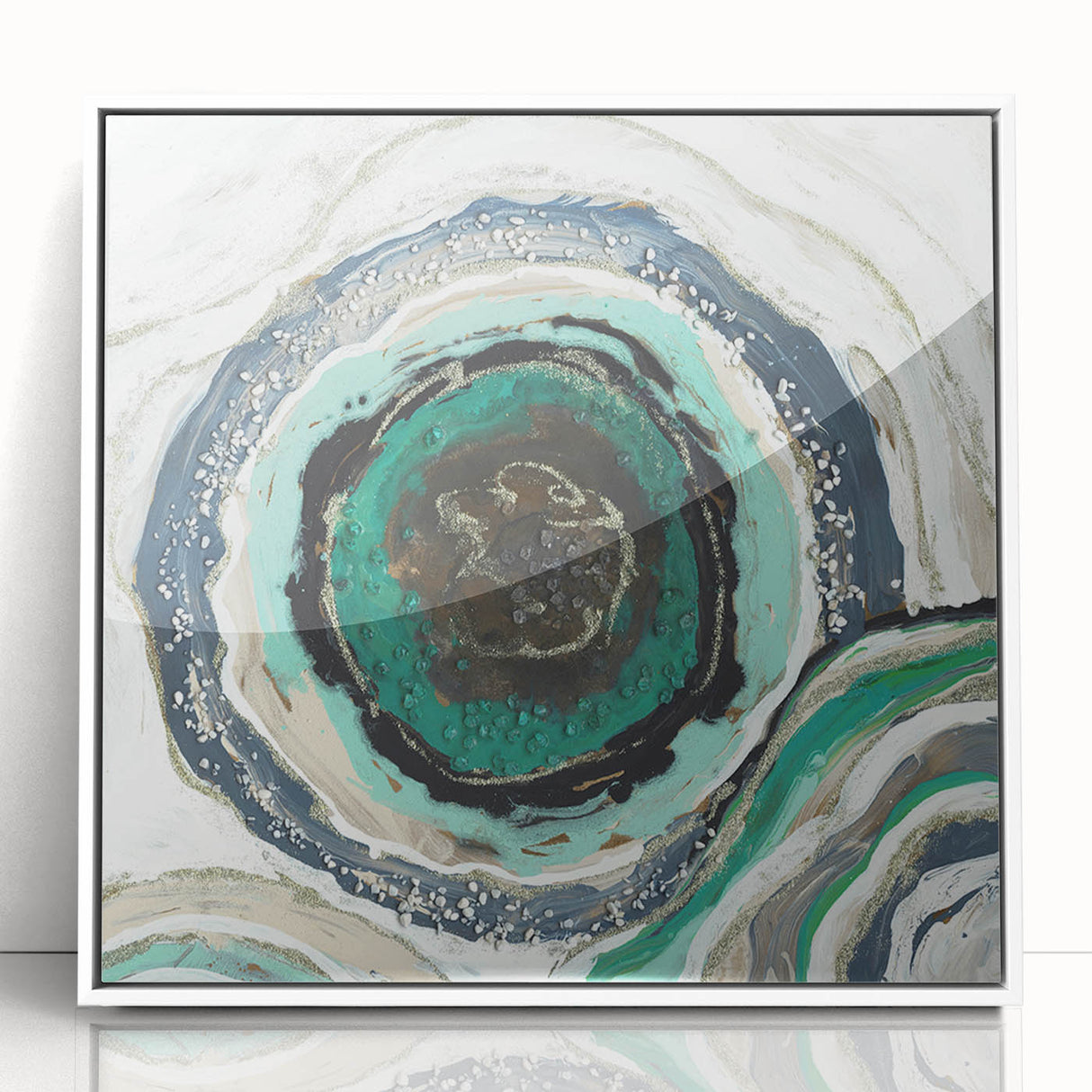 Serene Landscape Photography Prints – Abstract Green Geode Art