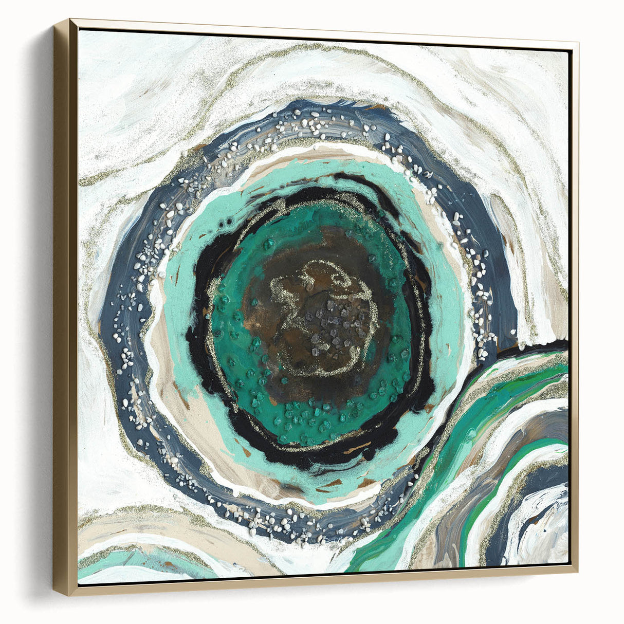 Serene Landscape Photography Prints – Abstract Green Geode Art