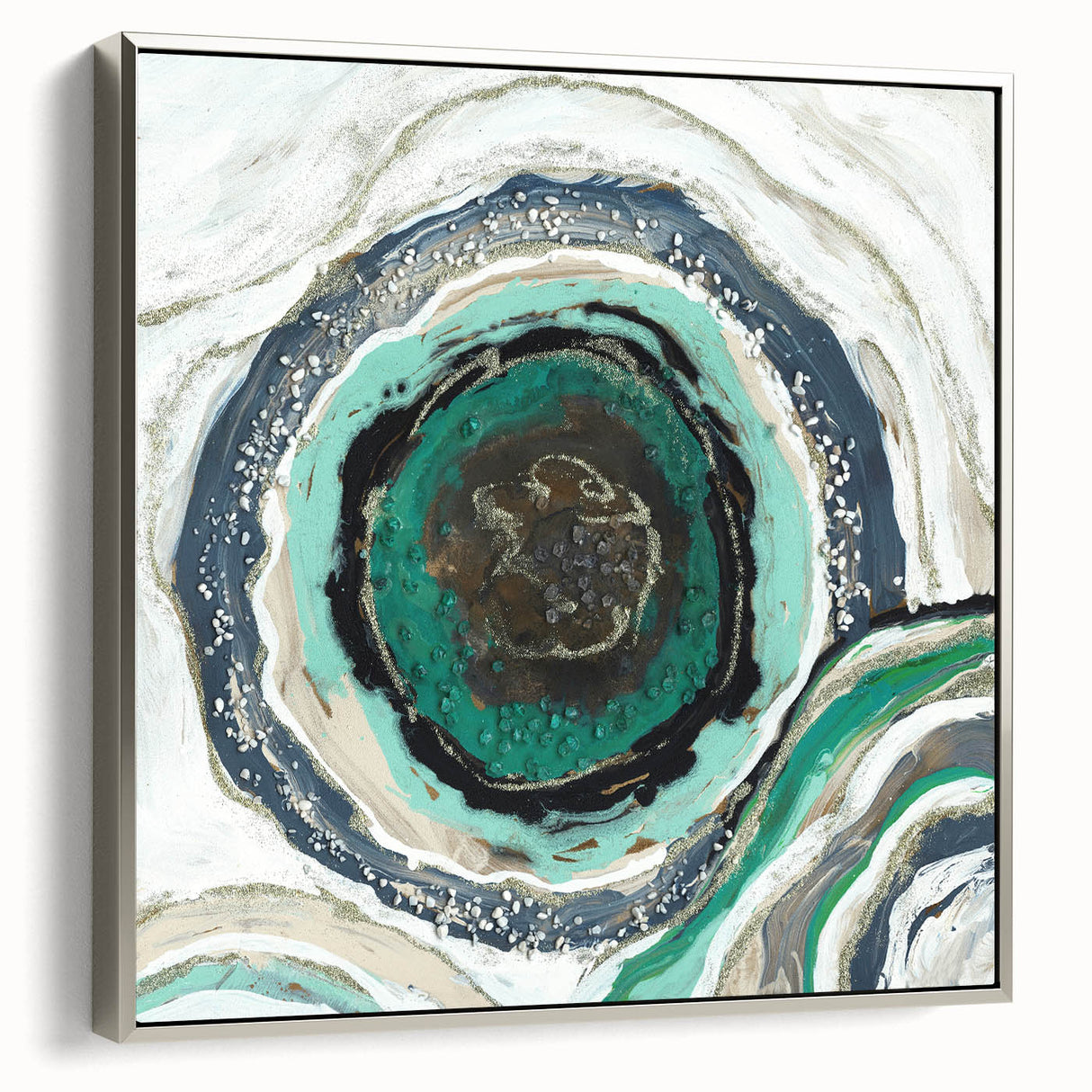 Serene Landscape Photography Prints – Abstract Green Geode Art