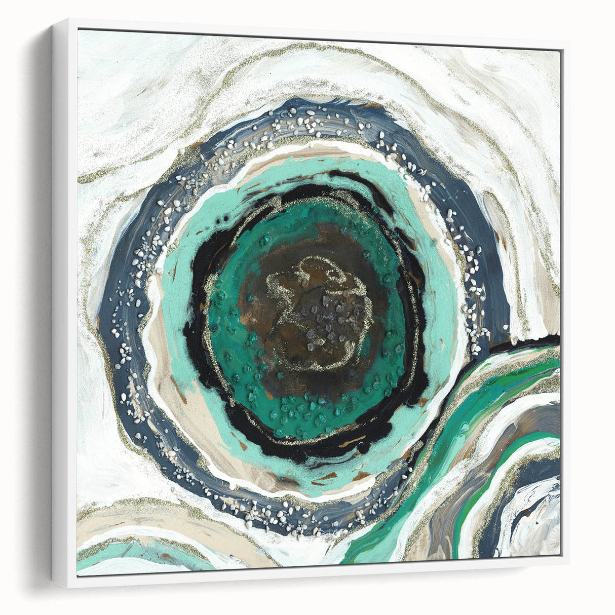 Serene Landscape Photography Prints – Abstract Green Geode Art