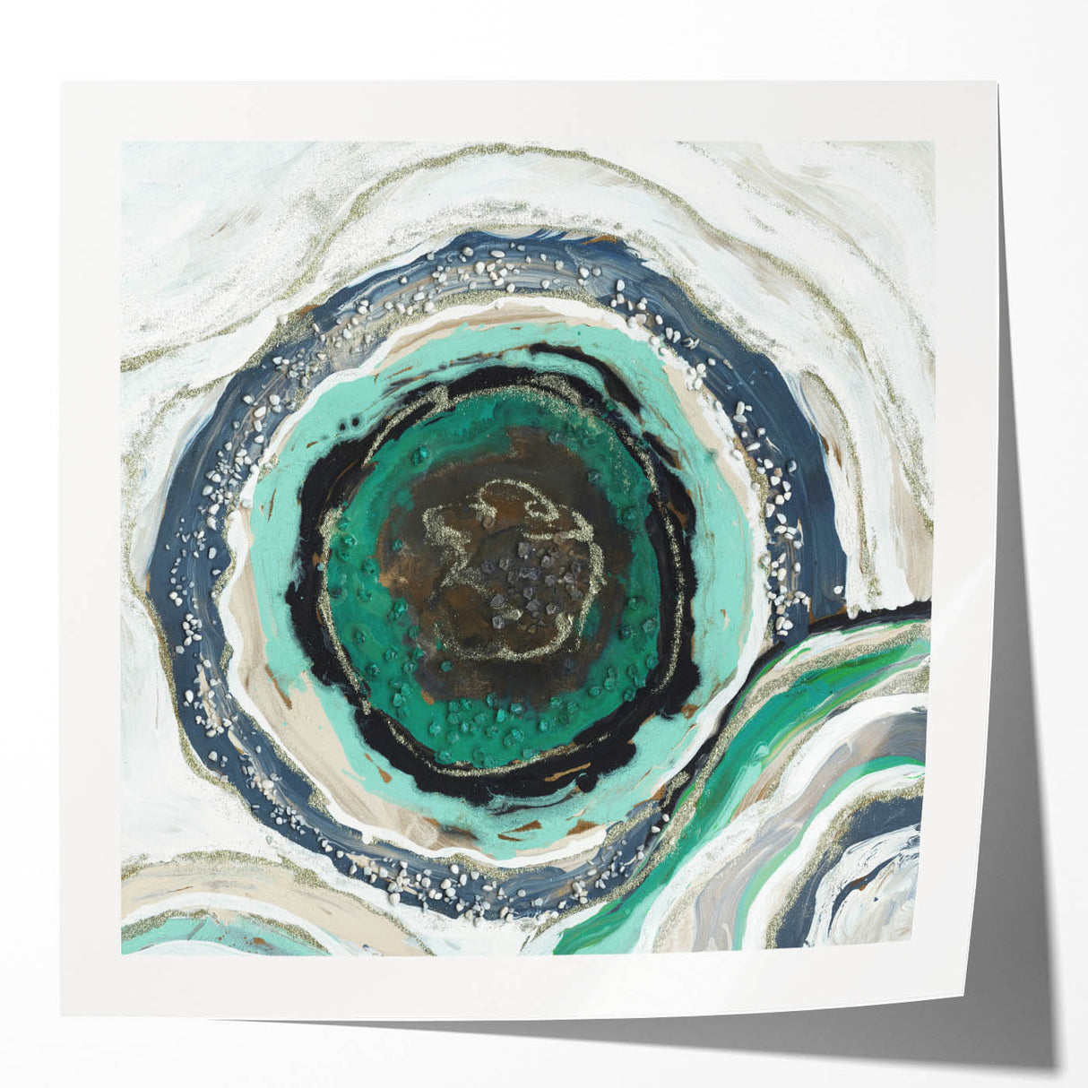 Serene Landscape Photography Prints – Abstract Green Geode Art
