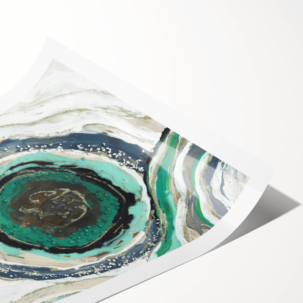 Serene Landscape Photography Prints – Abstract Green Geode Art