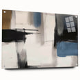 Large Abstract Wall Decor – Black, Blue, and Neutral Brush Blocks