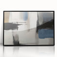 Large Abstract Wall Decor – Black, Blue, and Neutral Brush Blocks
