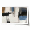 Large Abstract Wall Decor – Black, Blue, and Neutral Brush Blocks