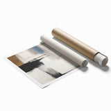 Large Abstract Wall Decor – Black, Blue, and Neutral Brush Blocks