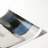 Large Abstract Wall Decor – Black, Blue, and Neutral Brush Blocks