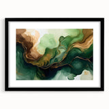 Green and Brown Fluid Abstract Wall Art - Fluid Art Paintings for Walls