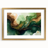 Green and Brown Fluid Abstract Wall Art - Fluid Art Paintings for Walls
