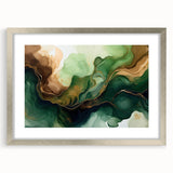 Green and Brown Fluid Abstract Wall Art - Fluid Art Paintings for Walls