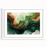 Green and Brown Fluid Abstract Wall Art - Fluid Art Paintings for Walls