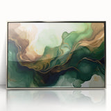 Green and Brown Fluid Abstract Wall Art - Fluid Art Paintings for Walls