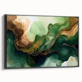 Green and Brown Fluid Abstract Wall Art - Fluid Art Paintings for Walls