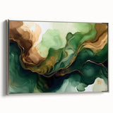 Green and Brown Fluid Abstract Wall Art - Fluid Art Paintings for Walls