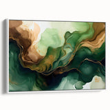 Green and Brown Fluid Abstract Wall Art - Fluid Art Paintings for Walls