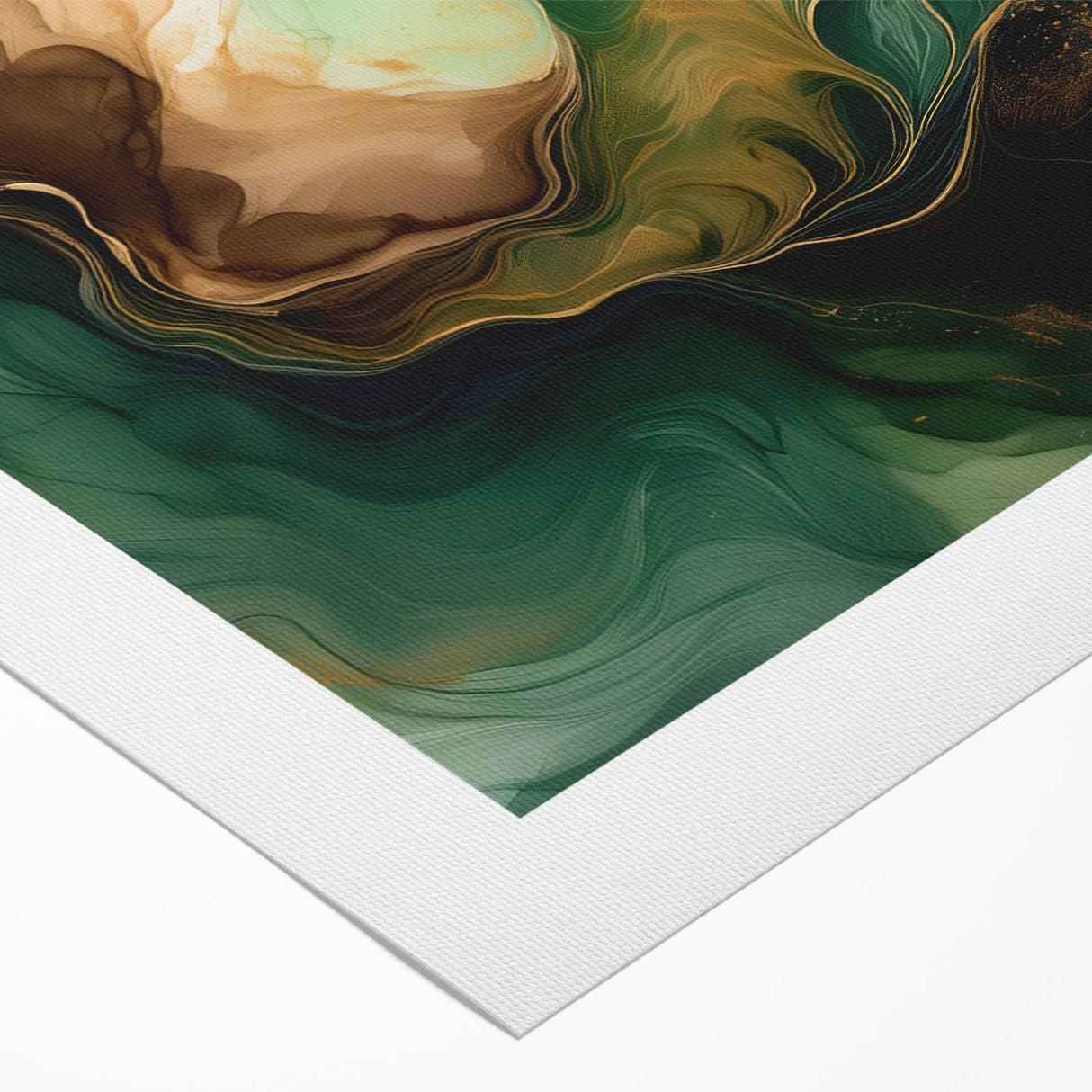 Green and Brown Fluid Abstract Wall Art - Fluid Art Paintings for Walls