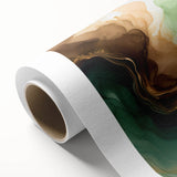 Green and Brown Fluid Abstract Wall Art - Fluid Art Paintings for Walls