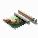 Green and Brown Fluid Abstract Wall Art - Fluid Art Paintings for Walls