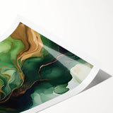 Green and Brown Fluid Abstract Wall Art - Fluid Art Paintings for Walls