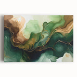 Green and Brown Fluid Abstract Wall Art - Fluid Art Paintings for Walls