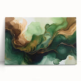 Green and Brown Fluid Abstract Wall Art - Fluid Art Paintings for Walls