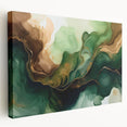 Green and Brown Fluid Abstract Wall Art - Fluid Art Paintings for Walls